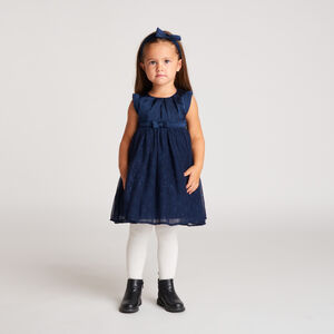 Ensemble 2 pièces bébé fille robe en voile plissé et bandeau 