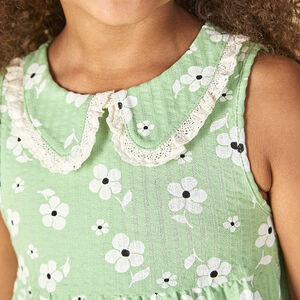 Αμάνικο φόρεμα με λουλούδια και γιακά claudine για κορίτσι 