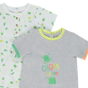 Σετ από 2 κοντές ολόσωμες φόρμες από jersey για bebe αγόρι 