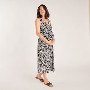 Robe longue à bretelles imprimé fantaisie pour femme enceinte 