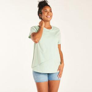 T-shirt με κοντά μανίκια, μονόχρωμο, τύπου πορτοφολιού για θηλασμό 