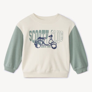 Φούτερ molleton oversize δίχρωμο με σχέδιο scooter για bebe αγόρι 