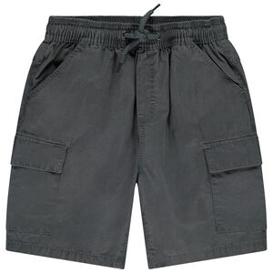 Bermuda uni à poches en popeline pour garçon 