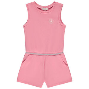 Κοντομάνικο φόρεμα από molleton με ελαστική μέση για κορίτσι 