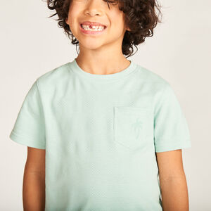 T-shirt κοντομάνικο μονόχρωμο με τσέπη για αγόρι 