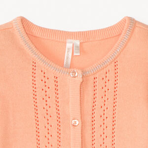 Γιλέττα με μακριά μανίκια σε πλεκτό ανοιχτό σχέδιο για κορίτσι μωρού 