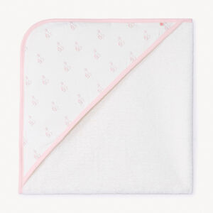 Κάπα μπάνιου από δύο υλικά με σχέδιο κουνελάκια για κορίτσι μωρό 