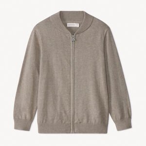 Ζακέτα με φερμουάρ και γιακά teddy από πλεκτό μονόχρωμο για αγόρι 