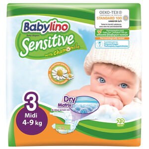 Babylino Sensitive Πάνες Με Χαμομήλι Νο3 Midi 4-9kg 22τμχ 