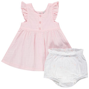 Σύνολο κοντομάνικο φόρεμα με βολάν στα μανίκια και φουφούλα 