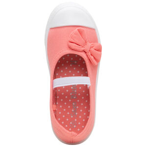 Υφασμάτινα ροζ παπουτσάκια με φιόγκο και ελαστικό λουράκι, νούμερα 24 έως 35 