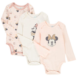 Lot de 3 bodies manches longues Minnie Disney en coton pour bébé fille Main Lot de 3 bodies manches longues Minnie Disney en coton pour bébé fille