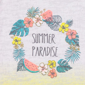 Αμάνικο μπλουζάκι effet tie and dye με στέμμα de λουλούδια 