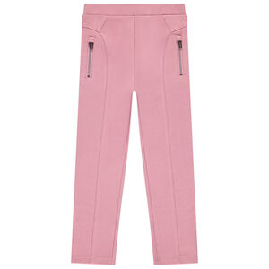 Jegging μονόχρωμο με τσέπες φερμουάρ για κορίτσι 