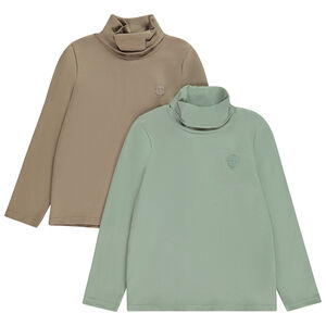 Σετ από 2 πλεκτά μπλουζάκια με ψηλό λαιμό και σχέδιο κρανίου για αγόρι 