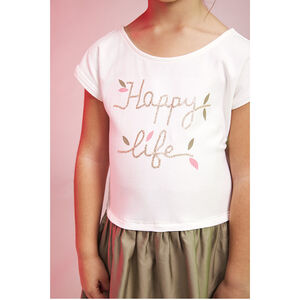 Φόρεμα bi-matière effet 2 σε 1 με μήνυμα σε παγιέτες για κορίτσι 