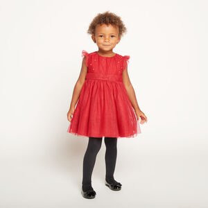 Robe de fête manches courtes en tulle pailleté pour bébé fille  Main Robe de fête manches courtes en tulle pailleté pour bébé fille