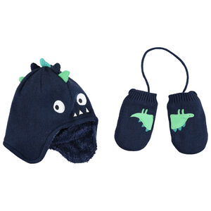 Πλεκτό σετ σκούφος και γάντια με επένδυση 