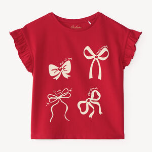 T-shirt manches courtes fille imprimé nœuds 