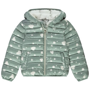Ελαφρύ μπουφάν με κουκούλα και σχέδιο καρδιές για κορίτσι 