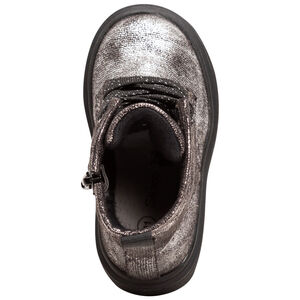 Ασημί μποτάκια με κορδόνια και φερμουάρ σε νούμερα 28 έως 35 