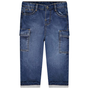 Τζιν από denim με επένδυση πλεκτό εφέ cargo για μωρό αγόρι 