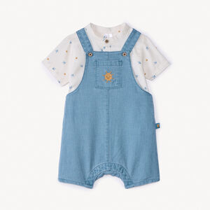 set of short-sleeved shirt and dungarees with sun pattern for baby boy 