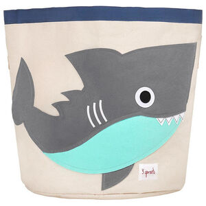 3 Sprouts Στρόγγυλο Καλάθι Αποθήκευσης Παιχνιδιών Shark Gray 