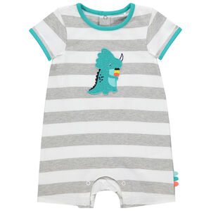 Combi κοντό ριγέ και με σχέδιο δεινόσαυρος 