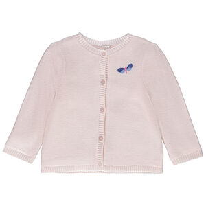 Ζακέτα πλεκτή garter stitch με broderie libellule για bebe κορίτσι 