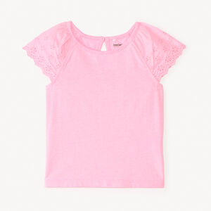 T-shirt με κοντά μανίκια από λείο ύφασμα σε μονόχρωμο για κορίτσι μωρό 