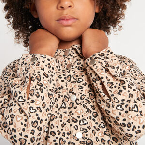 Φόρεμα πουκάμισο από voile με τύπωμα λεοπάρδαλης για κορίτσι 