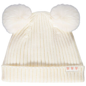 Πλεκτό σκουφάκι με φούντες και εφέ γούνας για μωρό κορίτσι 