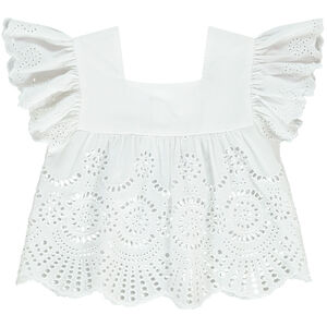 Τουνίκ από voile με φουσκωτά μανίκια και αγγλική κεντητική για κορίτσι 