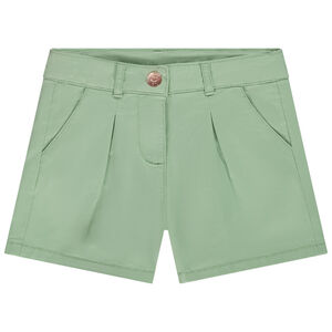 Σορτς twill μονόχρωμο effet πιέτα για κορίτσι 