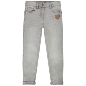 Παντελόνι slim από denim με patch καρδιά και πούλιες για κορίτσι 