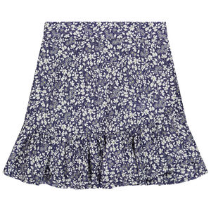 Φούστα σε γραμμή Α με βολάν και floral σχέδιο για κορίτσι 