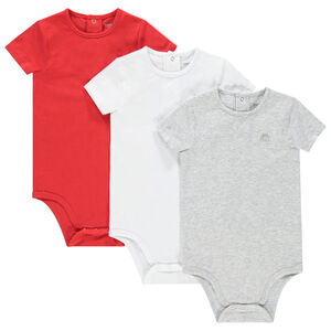 Σετ από 3 κορμάκια με κοντά μανίκια για bebe αγόρι print logo 