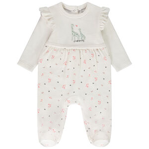 Ολόσωμο φορμάκι βελουτέ effet 2-σε-1 print girafes για bebe κορίτσι 