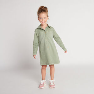 Robe manches longues uni en denim pour fille 