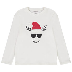 T-shirt manches longues en coton avec visuel ludique Noël Main T-shirt manches longues en coton avec visuel ludique Noël