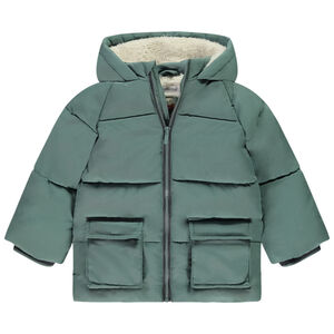 Μακριά μπουφάν με μακριά μανίκια από sherpa + κουκούλα για μωρό αγόρι 