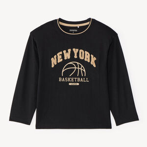 T-shirt à manches longues pour garçon avec patch en bouclette "New York 