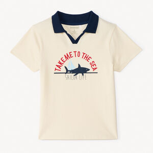 Πόλο κοντομάνικο με σχέδιο καρχαρία για αγόρι 