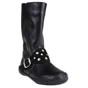 Bottes noires en cuir avec boucles et rivets 