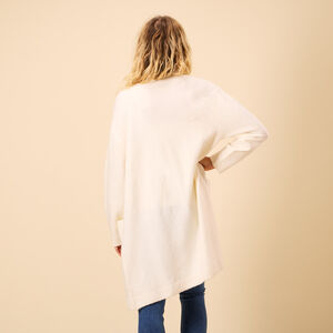 Ζακέτα μακριά μονόχρωμη από πλεκτό με τσέπες για γυναίκες 