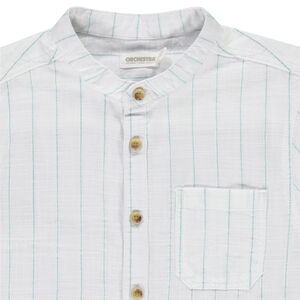 Πουκάμισο κοντομάνικο ριγέ με γιακά mao για αγόρι  Main Πουκάμισο κοντομάνικο ριγέ με γιακά mao για αγόρι
