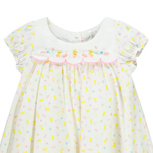 Ensemble robe + bloomer imprimé poussin pour bébé fille 