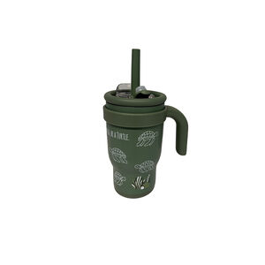 Ανοξείδωτο Μπουκάλι / Θερμός 350ml Με Χερούλι & Καλαμάκι In A Fast Word Be A Turtle 
