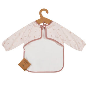 Ποδιά σαλιάρα από γόμμα με τσέπη Promenade Bucolique ανοιχτό ροζ με μακριά μανίκια 